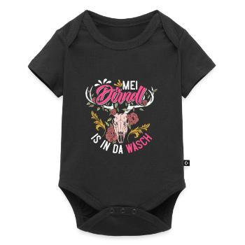 Mein Dirndl is in da Wäsch Bayerisches Dirndl Shir - Baby Premium Kurzarmbody - Schwarz - Vorne