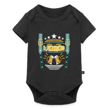 Lederhosen Lausbua Bayerisch Trachten Shirt Herren - Baby Premium Kurzarmbody - Schwarz - Vorne