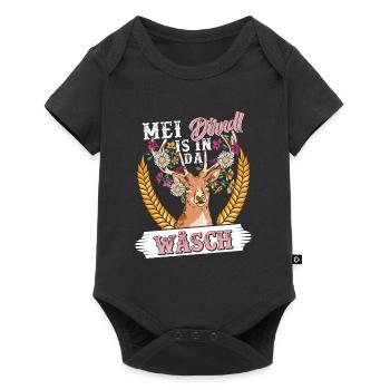 Mein Dirndl is in da Wäsch Bayerisches Dirndl Shir - Baby Premium Kurzarmbody - Schwarz - Vorne