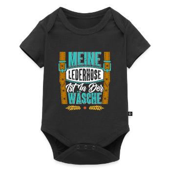 Mei Lederhosn is in da Wäsch Shirt - Baby Premium Kurzarmbody - Schwarz - Vorne