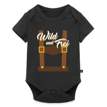 Wild und Frei Bayerisches Trachten Shirt Bayern - Baby Premium Kurzarmbody - Schwarz - Vorne