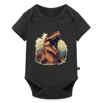 Dinosaurier Dino Fossil Carnivor Herbivor T-Rex - Baby Premium Kurzarmbody - Schwarz - Vorne