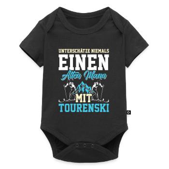 Unterschätze Nie einen Alten Mann mit Tourenski - Baby Premium Kurzarmbody - Schwarz - Vorne