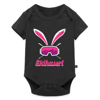 Skihaserl Skihasen Shirt Skihasen Apres Party - Baby Premium Kurzarmbody - Schwarz - Vorne