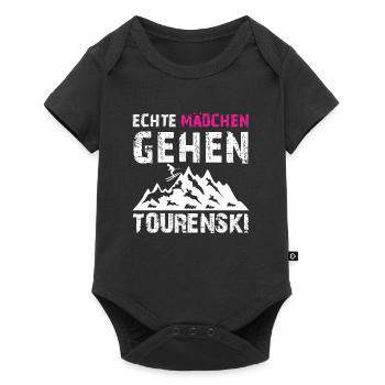 Skibergsteiger Echte Mädchen Gehen Tourenski - Baby Premium Kurzarmbody - Schwarz - Vorne