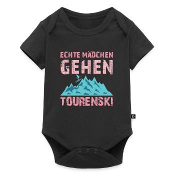 Skibergsteiger Echte Mädchen Gehen Tourenski - Baby Premium Kurzarmbody - Schwarz - Vorne