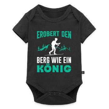 Ski Touring Erobert den Berg wie ein König - Baby Premium Kurzarmbody - Schwarz - Vorne