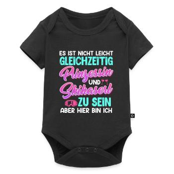 Skihasen Nicht Leicht Prinzessin und Skihaserl - Baby Premium Kurzarmbody - Schwarz - Vorne