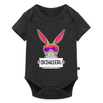Skihaserl Skihasen Shirt Skihasen Apres Party - Baby Premium Kurzarmbody - Schwarz - Vorne