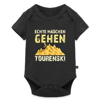 Skibergsteiger Echte Mädchen Gehen Tourenski - Baby Premium Kurzarmbody - Schwarz - Vorne