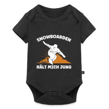 Snowboarden Hält mich Jung Snowboard Shirt - Baby Premium Kurzarmbody - Schwarz - Vorne
