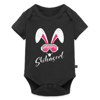 Skihaserl Skihasen Shirt Skihasen Apres Party - Baby Premium Kurzarmbody - Schwarz - Vorne