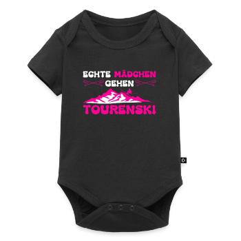 Skibergsteiger Echte Mädchen Gehen Tourenski - Baby Premium Kurzarmbody - Schwarz - Vorne