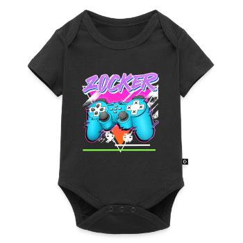 Videospiele Video Gaming ZOCKER Video Spieler - Baby Premium Kurzarmbody - Schwarz - Vorne