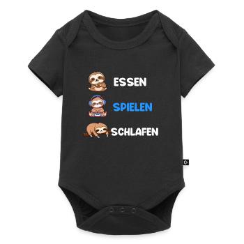 Video Spieler Essen Spielen Schlafen Gaming - Baby Premium Kurzarmbody - Schwarz - Vorne