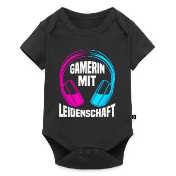 Gamerin mit Leidenschaft Headphones Video Spiele - Baby Premium Kurzarmbody - Schwarz - Vorne