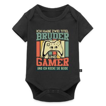 Video Gamer Habe Zwei Titel Bruder und Gamer - Baby Premium Kurzarmbody - Schwarz - Vorne