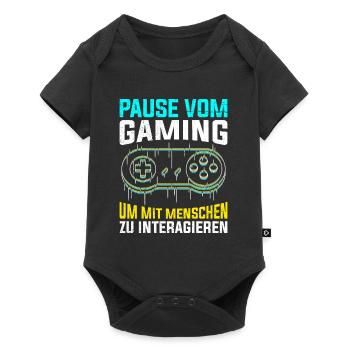 Video Spieler Pause vom Gaming Controller Video - Baby Premium Kurzarmbody - Schwarz - Vorne