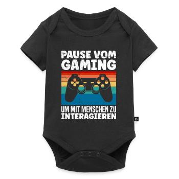Video Spieler Pause vom Gaming Controller Video - Baby Premium Kurzarmbody - Schwarz - Vorne