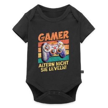 Gamer Altern nicht, Sie Leveln! Retro Gamer - Baby Premium Kurzarmbody - Schwarz - Vorne