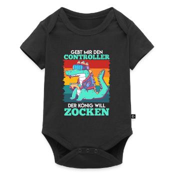 Video Spieler Der König will Zocken Spielekonsole - Baby Premium Kurzarmbody - Schwarz - Vorne