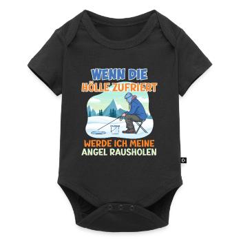 Eisfischen Wenn die Hölle Zufriert Eisangel - Baby Premium Kurzarmbody - Schwarz - Vorne
