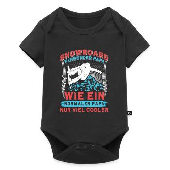 Snowboard Papa Wie ein Normaler Papa nur Cooler - Baby Premium Kurzarmbody - Schwarz - Vorne