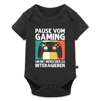 Video Spieler Pause vom Gaming Controller Video - Baby Premium Kurzarmbody - Schwarz - Vorne