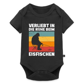 Eis Angler Verliebt in die Ruhe beim Eisfischen - Baby Premium Kurzarmbody - Schwarz - Vorne
