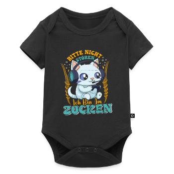 Gaming Katze Bitte nicht Stören Bin am Zocken - Baby Premium Kurzarmbody - Schwarz - Vorne