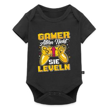 Gamer Altern Nicht Sie Leveln Retro Gamer Zocken - Baby Premium Kurzarmbody - Schwarz - Vorne