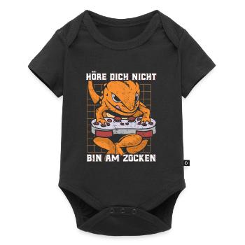 Gaming Echse Höre dich nicht Bin am Zocken - Baby Premium Kurzarmbody - Schwarz - Vorne
