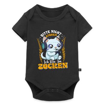 Gaming Katze Bitte nicht Stören Bin am Zocken - Baby Premium Kurzarmbody - Schwarz - Vorne