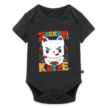 Zocker Katze Video Spiele Frauen Katzenfan - Baby Premium Kurzarmbody - Schwarz - Vorne