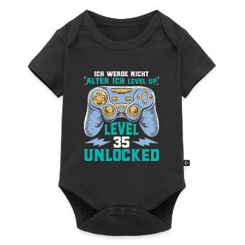 Retro Gamer B-Day Level 35 Unlocked Zocker - Baby Premium Kurzarmbody - Schwarz - Vorne