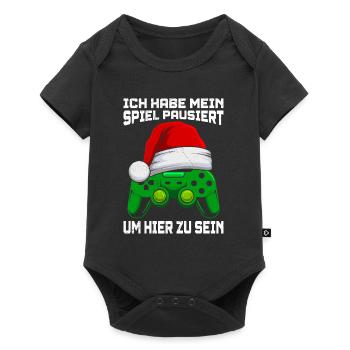 Video Spieler Paused my Game to be Here Weihnacht - Baby Premium Kurzarmbody - Schwarz - Vorne