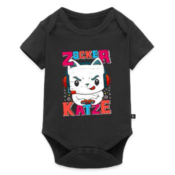 Zocker Katze Video Spiele Frauen Katzenfan - Baby Premium Kurzarmbody - Schwarz - Vorne