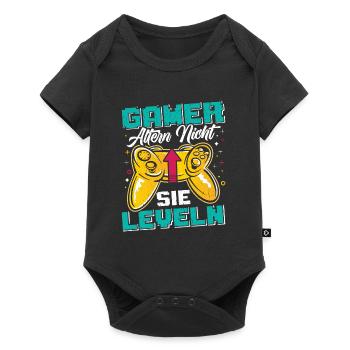 Gamer Altern Nicht Sie Leveln Retro Gamer Zocken - Baby Premium Kurzarmbody - Schwarz - Vorne