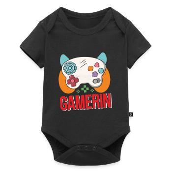 Gamerin Zocken Frauen Gamer Girl Videospiel - Baby Premium Kurzarmbody - Schwarz - Vorne