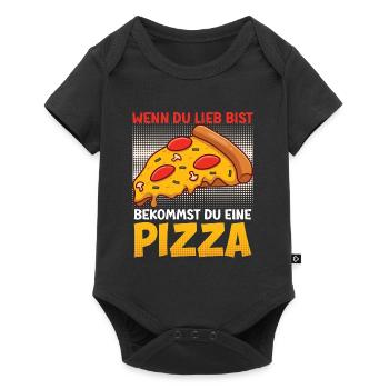 Pizza Fan Wenn du Lieb bist bekommst du eine Pizza - Baby Premium Kurzarmbody - Schwarz - Vorne