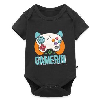 Gamerin Zocken Frauen Gamer Girl Videospiel - Baby Premium Kurzarmbody - Schwarz - Vorne