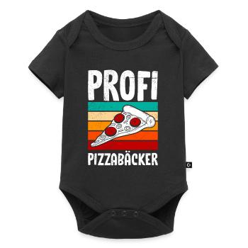 Pizzabacken Profi Pizzabäcker Pizzablech - Baby Premium Kurzarmbody - Schwarz - Vorne