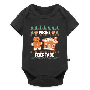 Frohe Feiertage Lebkuchengebäck Lebkuchenmann - Baby Premium Kurzarmbody - Schwarz - Vorne