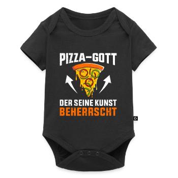 Pizza-Gott der seine Kunst Beherrscht Pizzateig - Baby Premium Kurzarmbody - Schwarz - Vorne