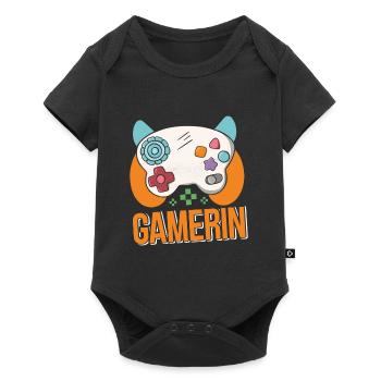 Gamerin Zocken Frauen Gamer Girl Videospiel - Baby Premium Kurzarmbody - Schwarz - Vorne
