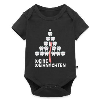 Weiße Weihnachten Zähneputzen Weihnachtsbaum - Baby Premium Kurzarmbody - Schwarz - Vorne