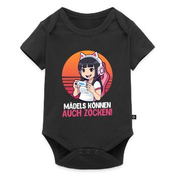 Mädchen können auch Zocken Gamerin Videospiel - Baby Premium Kurzarmbody - Schwarz - Vorne