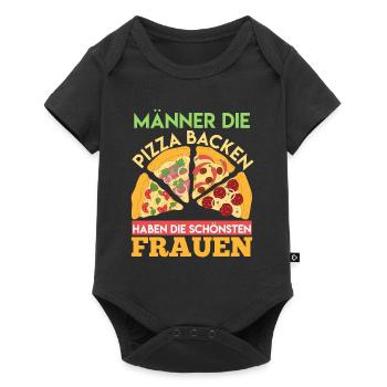 Männer die Pizza Backen Backliebhaber Pizza - Baby Premium Kurzarmbody - Schwarz - Vorne