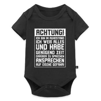Achtung! Bin im Ruhestand habe Genügend Zeit - Baby Premium Kurzarmbody - Schwarz - Vorne