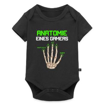 Anatomie eines Gamers Zocker Finger Video Spiel - Baby Premium Kurzarmbody - Schwarz - Vorne